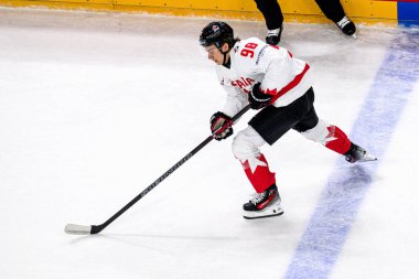 PRAG, CZECH REPUBLIC - 12 Mayıs 2024: IIHF 2024 Dünya Buz Hokeyi Şampiyonası Danimarka - Kanada - O2 Arena