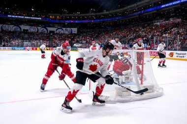 PRAG, CZECH REPUBLIC - 12 Mayıs 2024: IIHF 2024 Dünya Buz Hokeyi Şampiyonası Danimarka - Kanada - O2 Arena