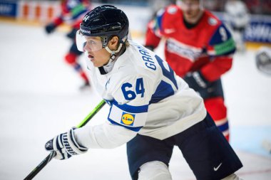 PRAG, CZECH REPUBLIC - 13 Mayıs 2024: IIHF 2024 Dünya Buz Hokeyi Şampiyonası Norveç 'e karşı O2 Arena' da