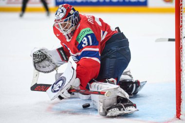 PRAG, CZECH REPUBLIC - 13 Mayıs 2024: IIHF 2024 Dünya Buz Hokeyi Şampiyonası Norveç 'e karşı O2 Arena' da