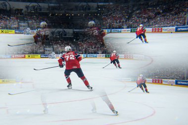 PRAG, CZECH REPUBLIC - 13 Mayıs 2024: IIHF 2024 Dünya Buz Hokeyi Şampiyonası Norveç 'e karşı O2 Arena' da