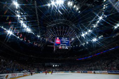 PRAG, CZECH REPUBLIC - 13 Mayıs 2024: IIHF 2024 Dünya Buz Hokeyi Şampiyonası Norveç 'e karşı O2 Arena' da