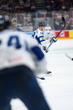 PRAG, CZECH REPUBLIC - 13 Mayıs 2024: IIHF 2024 Dünya Buz Hokeyi Şampiyonası Norveç 'e karşı O2 Arena' da