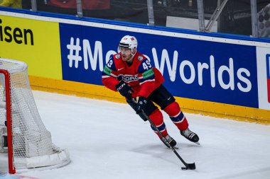 PRAG, CZECH REPUBLIC - 13 Mayıs 2024: IIHF 2024 Dünya Buz Hokeyi Şampiyonası Norveç 'e karşı O2 Arena' da