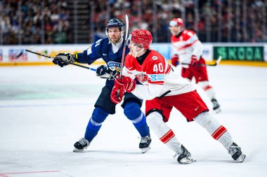 PRAG, CZECH Cumhuriyet - 20 Mayıs 2024: IIHF 2024 Buz Hokeyi Dünya Şampiyonası Finlandiya - O2 Arena 'da Danimarka