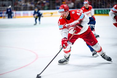 PRAG, CZECH Cumhuriyet - 20 Mayıs 2024: IIHF 2024 Buz Hokeyi Dünya Şampiyonası Finlandiya - O2 Arena 'da Danimarka