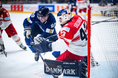 PRAG, CZECH Cumhuriyet - 20 Mayıs 2024: IIHF 2024 Buz Hokeyi Dünya Şampiyonası Finlandiya - O2 Arena 'da Danimarka