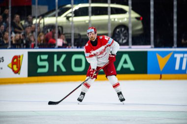 PRAG, CZECH Cumhuriyet - 20 Mayıs 2024: IIHF 2024 Buz Hokeyi Dünya Şampiyonası Finlandiya - O2 Arena 'da Danimarka