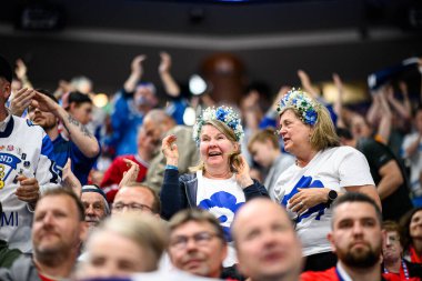 PRAG, CZECH Cumhuriyet - 20 Mayıs 2024: IIHF 2024 Buz Hokeyi Dünya Şampiyonası Finlandiya - O2 Arena 'da Danimarka
