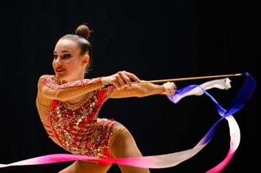 Frankfurt, GERMANY - 06.06.24: Darja Varfolomeev, Die Finals 2024. Rhythmic gymnastics at SE Arena clipart