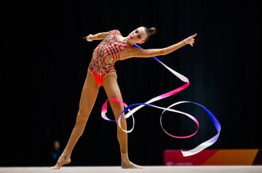 Frankfurt, GERMANY - 06.06.24: Darja Varfolomeev, Die Finals 2024. Rhythmic gymnastics at SE Arena clipart