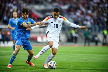 NUREMBERG, GERMANY - 3 Haziran 2024: Jamal Musiala, Max Morlock Stadyumu 'nda Alman-Ukrayna dostluk maçı