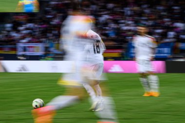 NUREMBERG, GERMANY - 3 Haziran 2024: Anatoliy Trubin, Ukrayna 'ya karşı Max Morlock Stadyumu' nda oynanan dost futbol maçı