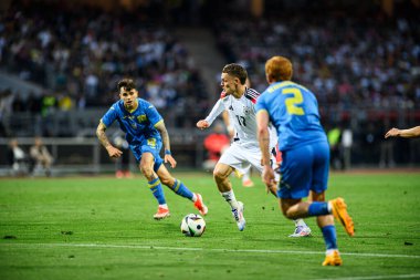 NUREMBERG, GERMANY - 3 Haziran 2024: Florian Wirtz, Ukrayna 'ya karşı Max Morlock Stadyumu' nda oynanan dost futbol maçı