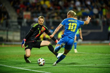 NUREMBERG, GERMANY - 3 Haziran 2024: Mykhailo Mudryk, Ukrayna 'ya karşı Max Morlock Stadyumu' nda oynanan dost futbol maçı