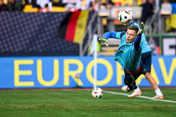 NUREMBERG, GERMANY - 3 JUNE, 2024: Anatoliy Trubin The friendly football match German vs Ukraine at Max Morlock Stadium