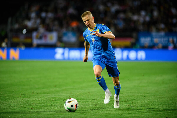 NUREMBERG, GERMANY - 3 JUNE, 2024: Oleksandr Zinchenko, The friendly football match German vs Ukraine at Max Morlock Stadium