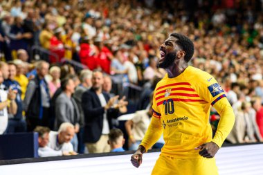 COLOGNE, GERMANY - 9 HAZİRAN 2024: Dika Mem Kamyon İzcisi 24 EHF FINAL4 Aalborg Handbold Barca 'ya karşı Lanxess Arena