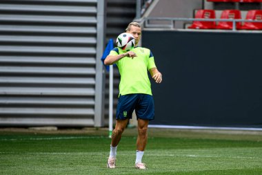 WIEDENSBADEN, GERMANY - 13 Haziran 2024: Mykhailo Mudryk, Ukrayna milli futbol takımının Brita 'daki açık uygulaması