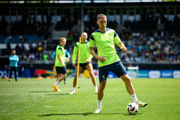 stock image WIEDENSBADEN, GERMANY - 13 JUNE, 2024: Vladyslav Vanat, The open practice of Ukraine national football team at Brita Aren