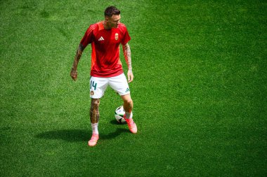 COLOGNE, GERMANY - 15 Haziran 2024: Bendeguz Bolla, Rhein Energie Stadion 'daki EURO 2024 futbol maçı