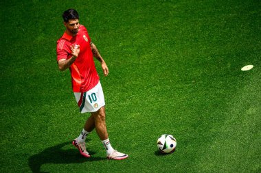 COLOGNE, GERMANY - 15 Haziran 2024: Dominik Szoboszlai, Rhein Energie Stadion 'daki EURO 2024 futbol maçı