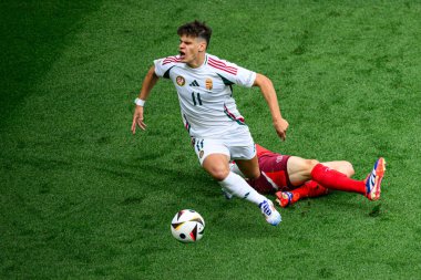 COLOGNE, GERMANY - 15 Haziran 2024: Milos Kerkez, EURO 2024 Macaristan - İsviçre maçı Rhein Enerji Stadyumu 'nda