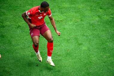 COLOGNE, GERMANY - 15 Haziran 2024: Kwadwo Duah, EURO 2024 Macaristan - İsviçre maçı Rhein Enerji Stadyumu