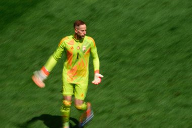 COLOGNE, GERMANY - 15 Haziran 2024: Peter Gulacsi, EURO 2024 Macaristan - İsviçre maçı Rhein Enerji Stadyumu 'nda