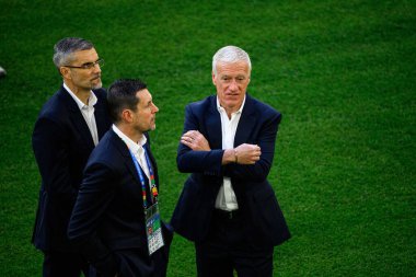 DUESSELDORF, GERMANY - 1 HAZİRAN 2023: Didier Deschamps, EURO 2024 Avusturya - Fransa maçı Mercur Spiel Arena