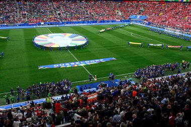 DUESSELDORF, GERMANY - 17 Haziran 2024: EURO 2024 Avusturya - Fransa maçı Mercur Spiel Arena