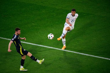 COLOGNE, GERMANY - 19 Haziran 2024: EURO 2024 İskoçya - İsviçre maçı Rhein Enerji Stadyumu 'nda