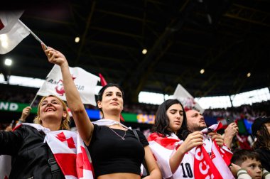 DORTMUND, GERMANY - 18 Haziran 2024: EURO 2024 Türkiye - Gürcistan Signal Iduna Par maçından önce Gürcü taraftarı