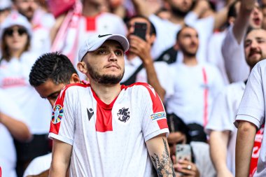 DORTMUND, GERMANY - 18 Haziran 2024: EURO 2024 Türkiye - Gürcistan Signal Iduna Par maçından önce Gürcü taraftarı
