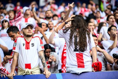 DORTMUND, GERMANY - 18 Haziran 2024: EURO 2024 Türkiye - Gürcistan Signal Iduna Par maçından önce Gürcü taraftarı