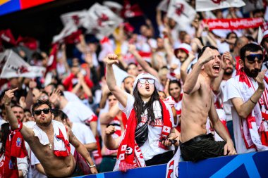 DORTMUND, GERMANY - 18 Haziran 2024: EURO 2024 Türkiye - Gürcistan Signal Iduna Par maçından önce Gürcü taraftarı