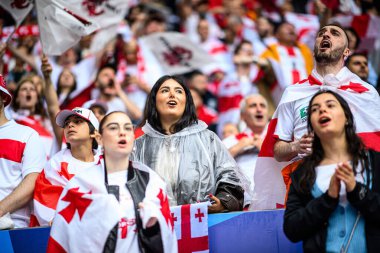 DORTMUND, GERMANY - 18 Haziran 2024: EURO 2024 Türkiye - Gürcistan Signal Iduna Par maçından önce Gürcü taraftarı