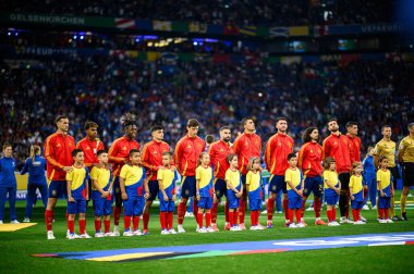 GELSENKIRCHEN, GERMANY - 20 Haziran 2024: EURO 2024 İspanya-İtalya futbol maçı Veltins Arena 'da