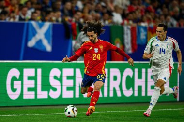 GELSENKIRCHEN, GERMANY - 20 Haziran 2024: EURO 2024 İspanya-İtalya futbol maçı Veltins Arena 'da