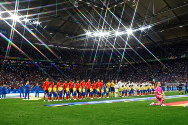GELSENKIRCHEN, GERMANY - 20 Haziran 2024: EURO 2024 İspanya-İtalya futbol maçı Veltins Arena 'da