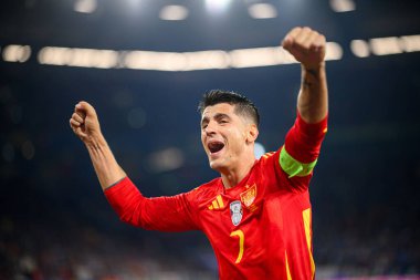 GELSENKIRCHEN, GERMANY - 20 JUNE, 2024: Alvaro Morata, The football match of EURO 2024 Spain vs. Italy at Veltins Arena clipart