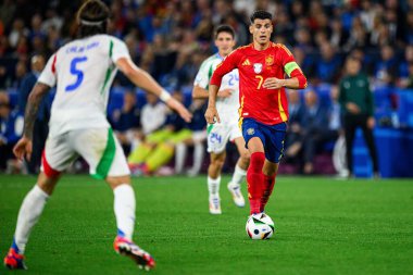 GELSENKIRCHEN, GERMANY - 20 Haziran 2024: Alvaro Morata EURO 2024 İspanya - İtalya Veltins Arena maçı