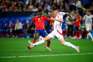 GELSENKIRCHEN, GERMANY - 20 Haziran 2024: Nico Williams, EURO 2024 İspanya - İtalya Veltins Arena maçı