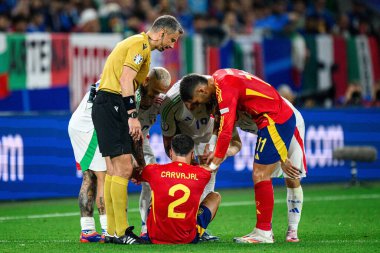 GELSENKIRCHEN, GERMANY - 20 Haziran 2024: EURO 2024 İspanya-İtalya futbol maçı Veltins Arena 'da