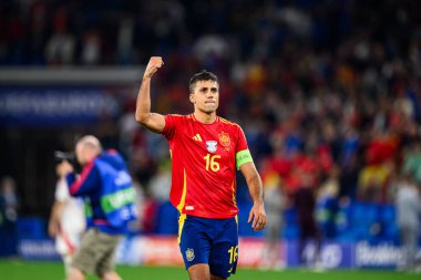 GELSENKIRCHEN, GERMANY - 20 Haziran 2024: Rodri, EURO 2024 İspanya-İtalya maçı Veltins Arena 'da