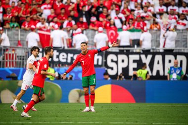 DORTMUND, GERMANY - 22 Haziran 2024: Cristiano Ronaldo EURO 2024 Türkiye - Portekiz Signal Iduna Park maçı