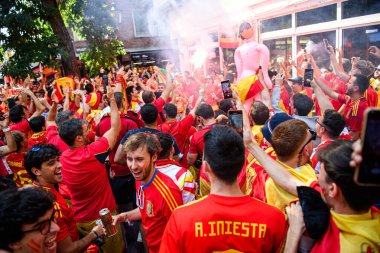 DUESSELDORF, GERMANY - 24 Haziran 2024: EURO 2024 Arnavutluk-İspanya futbol maçı Duesseldorf Arena 'da