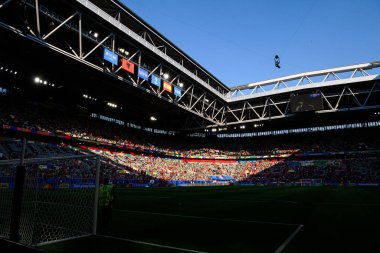DUESSELDORF, GERMANY - 24 Haziran 2024: EURO 2024 Arnavutluk-İspanya futbol maçı Duesseldorf Arena 'da