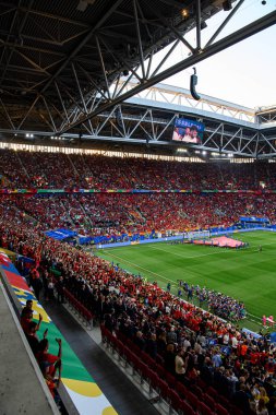 DUESSELDORF, GERMANY - 24 Haziran 2024: EURO 2024 Arnavutluk-İspanya futbol maçı Duesseldorf Arena 'da
