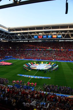 DUESSELDORF, GERMANY - 24 Haziran 2024: EURO 2024 Arnavutluk-İspanya futbol maçı Duesseldorf Arena 'da